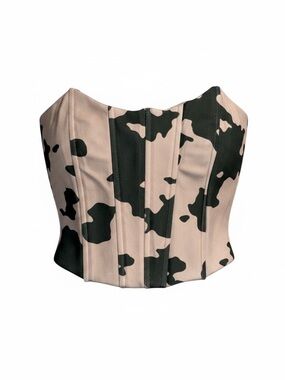 Willow & Root Cow animal Print summer Corset bustier Top tank strapless ribbed S